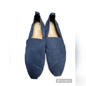 TOMS Womens Alpargata Cupsole Suede Slip On Sneakers Shoes Casual - Blue sz. 7.5